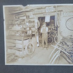 Vtg c. 1890s Photograph National Bicycles Repair Shop Bikes Tires Rims