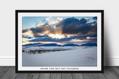 Print of Sunbeams Over Mountains at White Sands National Park New Mexico