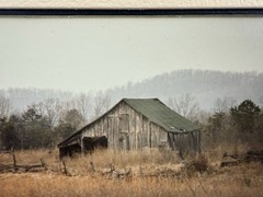Gamow signed Old Farm Barn in Fenced Field Pasture Photography Art 5″ x 7″ Mated