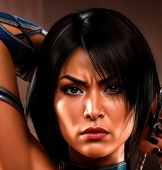 Sexy Kitana with Dual Fan Blades Mortal Kombat ADULT Metal Sign Art 14″ x 11″
