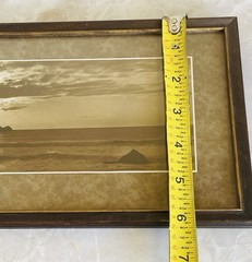 Vintage Sepia Coastal Seascape Photograph Framed & Matted