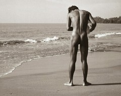 1954 MALE ON BEACH ART PRINT Gay Interest Photo