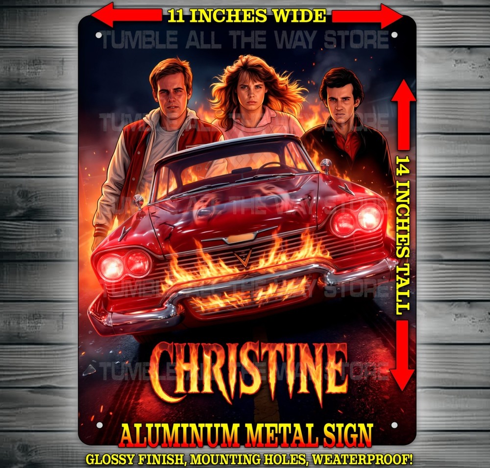 Christine 80s Horror Movie Killer Car Metal Sign Wall Art 11″ x 14″