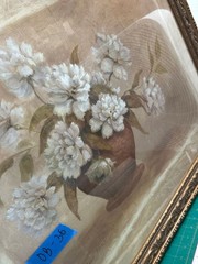 Antique Floral Hand-Painted Picture Framed of Vivian Flasch Garden Made in China