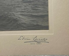 Original EDWIN LEVICK ‘3 Masted Sailboat at FULL MAST’ Gelatin Silver Photograph