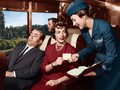 Photo Art Print of a Zephyrette attending passengers on the California Zephyr