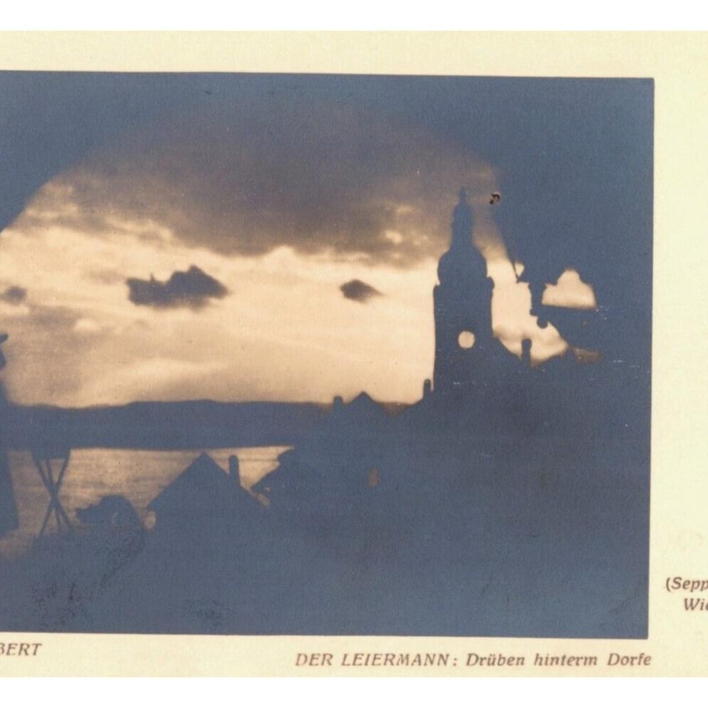 Sepp Nowak RPPC Postcard Sepia Toned Austrian Art Schubert Der Leiermann Vintage