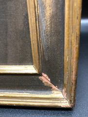 Antique Victorian Woman in Black Sepia Portrait Painted Gold Wood Frame 19 x 13