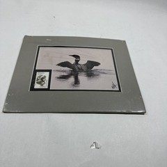 Normand Allard Big Stretch Loon Print With 20 Cent Minnesota State Postage Stamp