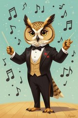 Digital Image Picture Photo Wallpaper Background Desktop Art Owl as a Conductor!