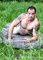 Nude male art model photographs, two 5×7″ prints