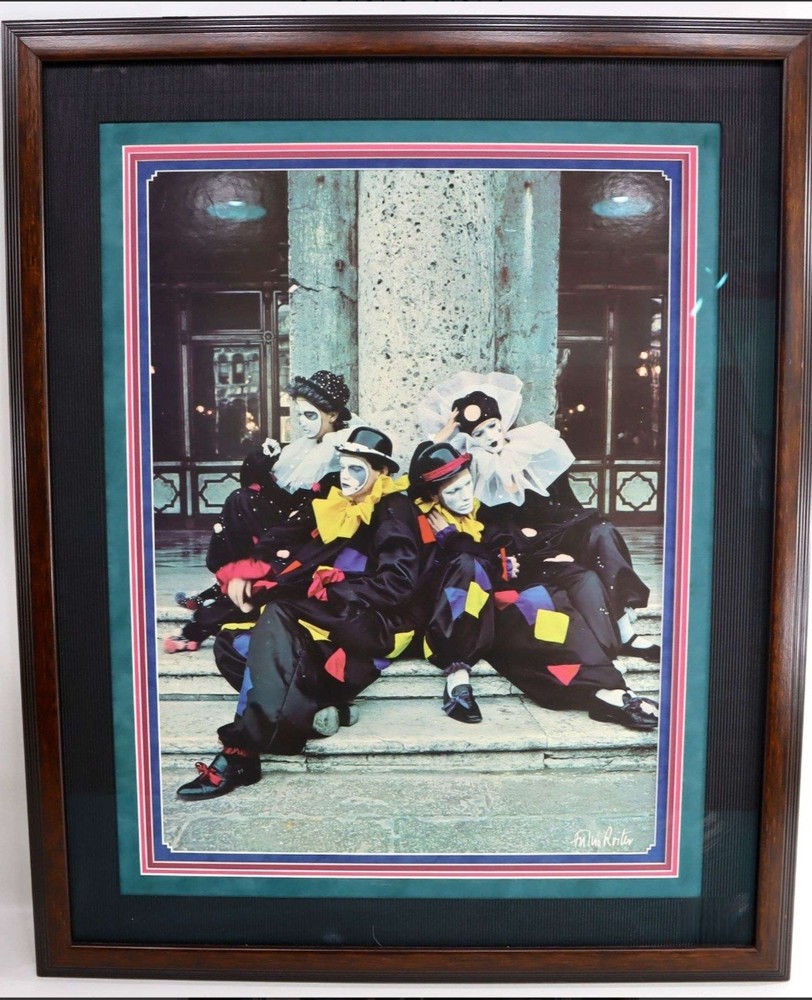 Fulvio Roiter (Italy 1926-2016) Carnival of Venice Framed Vtg. Signed Photograph