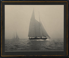 Original JOHN R HOGAN Photo Cold Atlantic Fog Signed Framed c1940s 16×20 Sailing