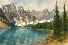 Banff National Park, Watercolour Panorama (AI GENERATED IMAGE)