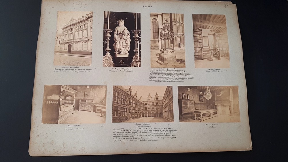 Rare Photo Board Late 19th – Early 20th Century Belgium City Monuments Antwerp