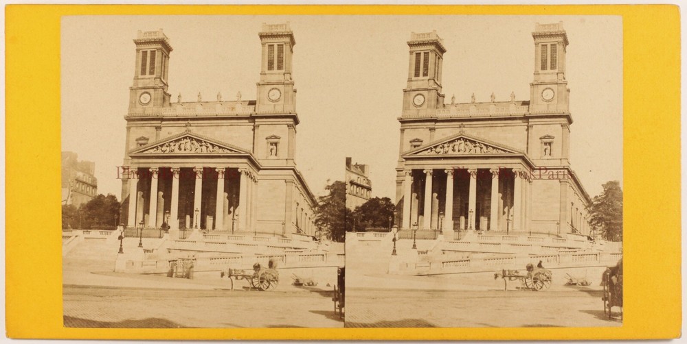 Church Saint-Vincent-De-Paul Paris France Photo Stereo Vintage Album c1870
