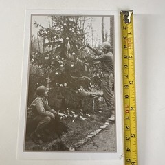 WWII US Soldiers Decorate Christmas Tree In Germany Silver Halide Poem On Back