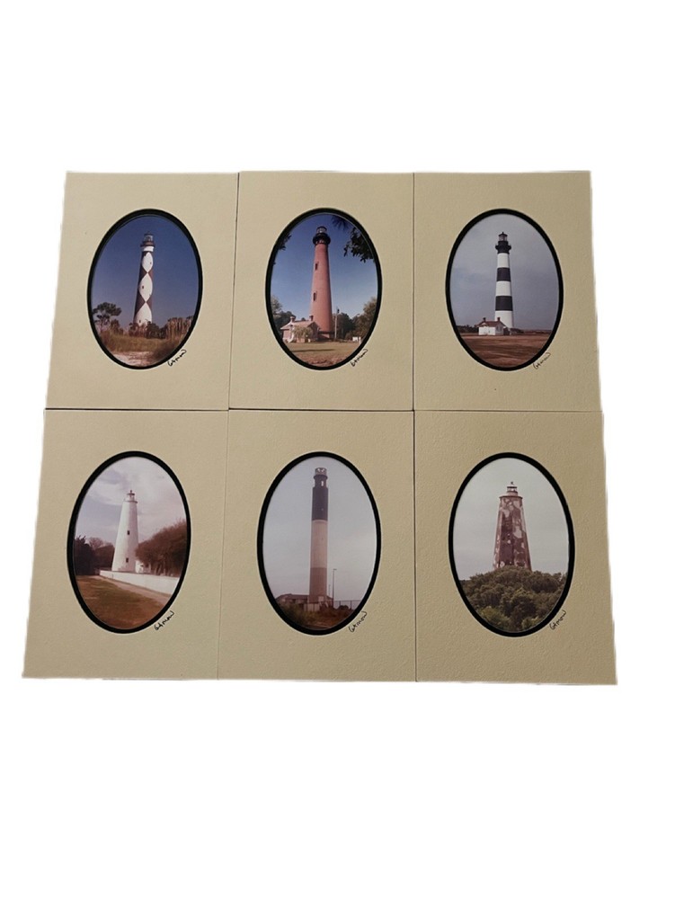 Set of 6 North Carolina Lighthouse Photos signed by Barry Gamow photographer Art