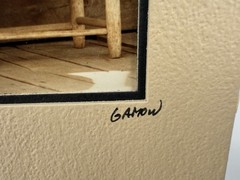 Gamow signed Old Farm Porch Chair at Glass Window Photography Art 5″ x 7″ Mated