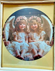 NEW. Custom Framed Angel Theme 2D Flat Aluminum Round 8×8 inch