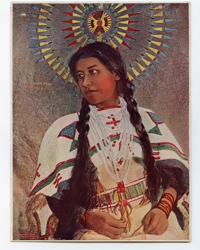 RARE 1903 FRANK RINEHART LITHOGRAPH INDIAN Annie Ts-I-So-We Pueblo 8″ x 6″