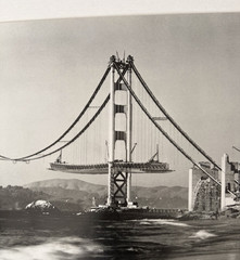 Vtg Golden Gate Bridge Construction San Francisco Photo Print Poster 35 x 24″