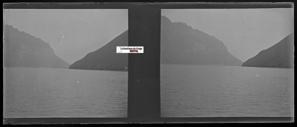 Landscape, Glass Photo Stereoscopic Plate, Black & White Negative 4.5×10.7 cm