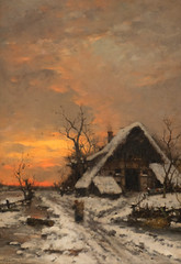 Evening winter landscape Carl Schultze 11×16 Art Print