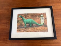 Signed Framed Sinclair Dino Roadside Americana Photograph