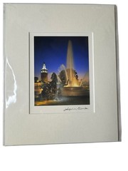 Kansas City Plaza Fountain at Night Matted Photo 8×10 Kevin Sink Photographer
