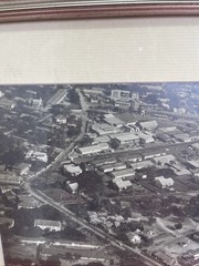 Vintage Aerial City Photograph – Framed Black & White Urban Landscape