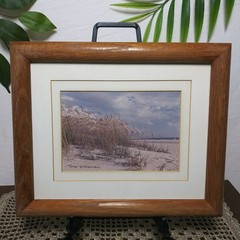 Signed 1988 Beach Photography Framed Vintage Coastal Dunes Oceanfront 9.5×11.5