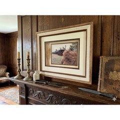 Elsie Macklin Vintage McCormick Deering Tractor Photo Wheat Shadowbox Framed Art