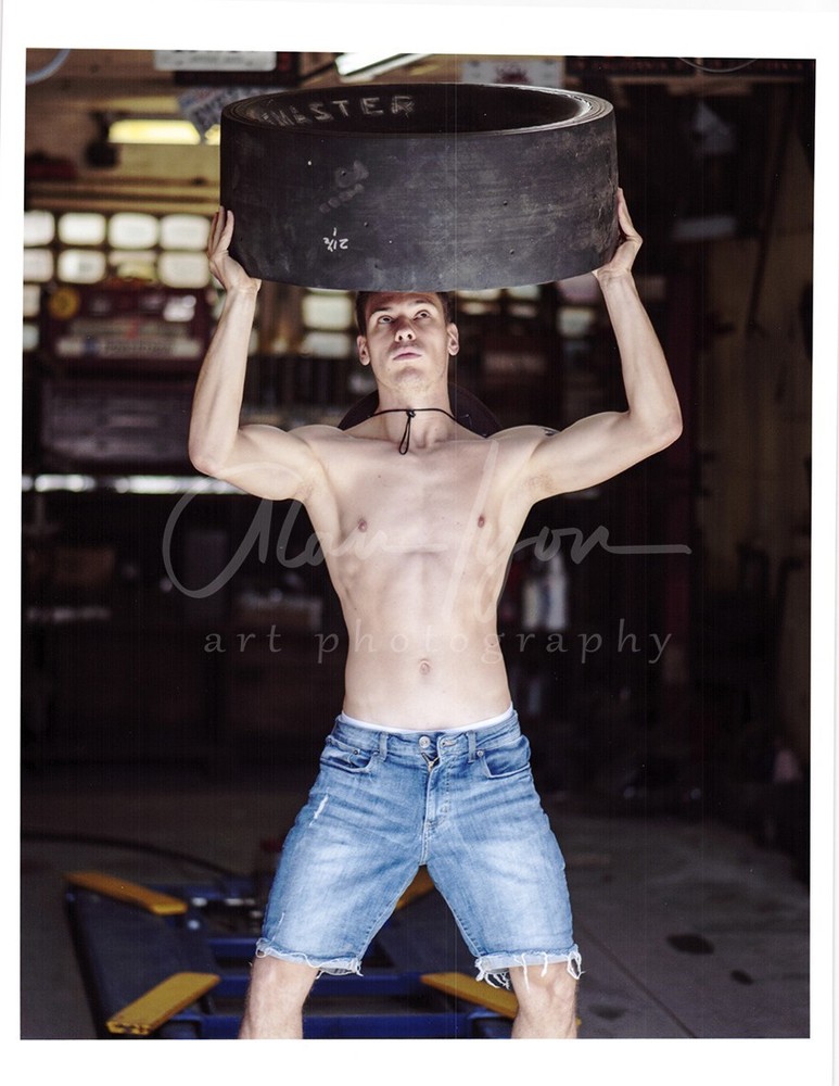 11 X 8.5 Alan Lyon Original Male Photo gay interest (5) Tony holding tire