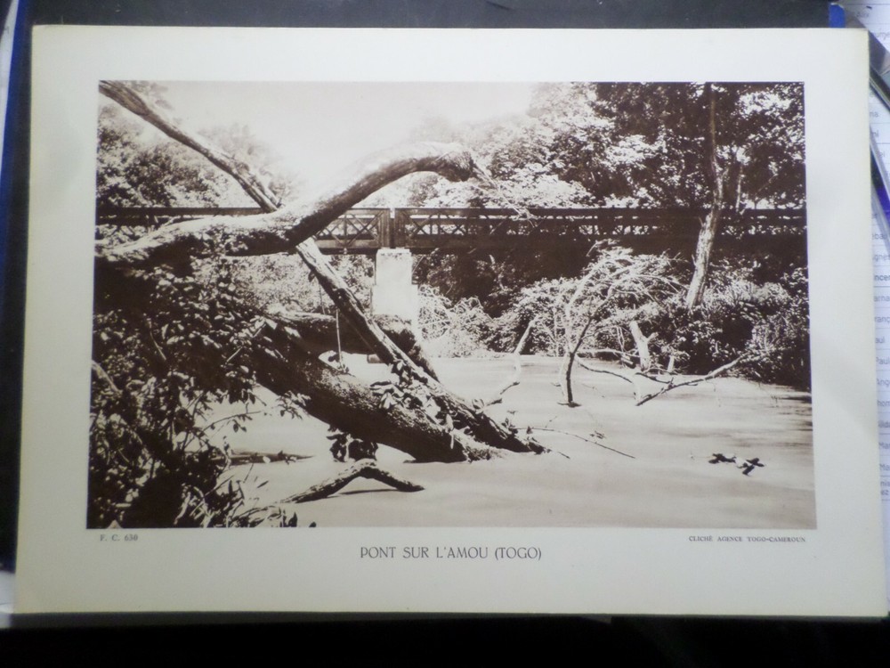 Heliogravure Photo Cliche’ Bridge Over the Amou Togo, Ancient Old, 20×29