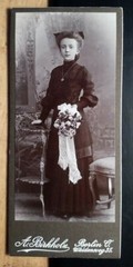 standing girl with flowers – confirmation? Backdrop / CDV A. Birkholz Berlin