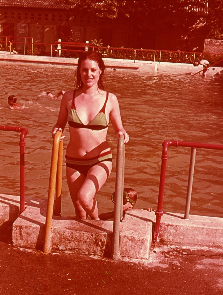 LOT 3x, pretty girl w amazing eyes, bikini, swimsuit, vintage fine art slide,