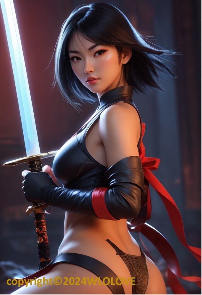 Beautiful Sensual Asian Girl Anime A on Quality semi-gloss Photo Paper 13″ x 19″