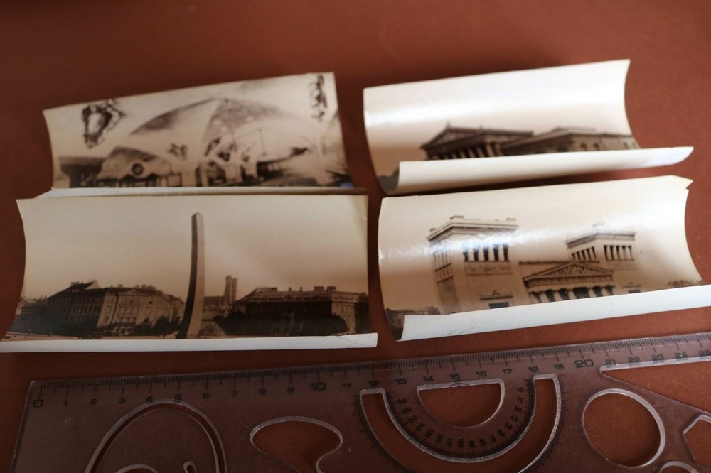 Four great old photos-buildings-monument-very old? very thin paper