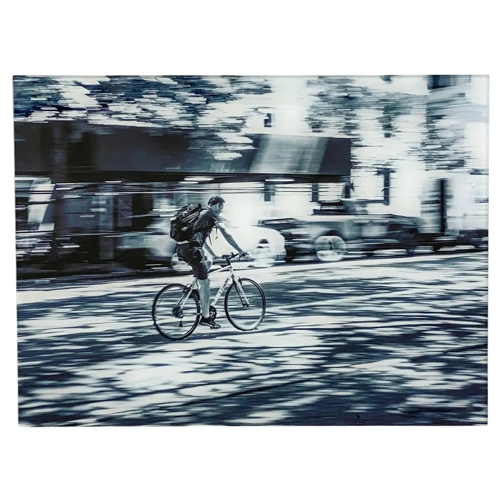 Urban Expressionist Photography Titled Hermes of Man on a Bicycle in NYC