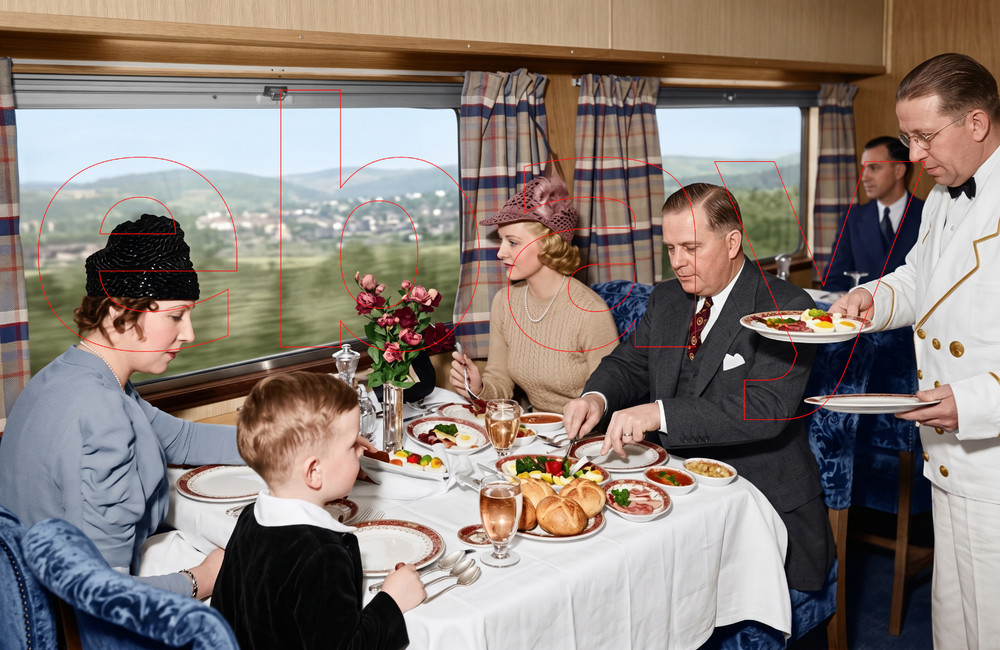 Photo Art Print of the interior of The Reading’s Crusader Dining Car in 1937