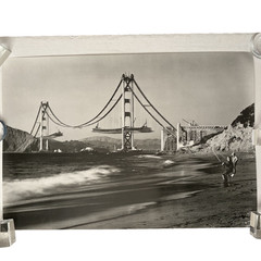 Vtg Golden Gate Bridge Construction San Francisco Photo Print Poster 35 x 24″