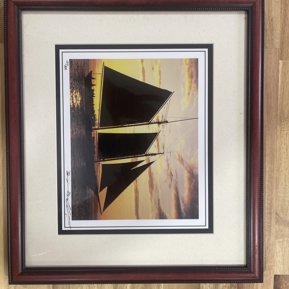Bill Mobley Signed Limited Edition Sailboat Sunset Photograph 131/200 Framed