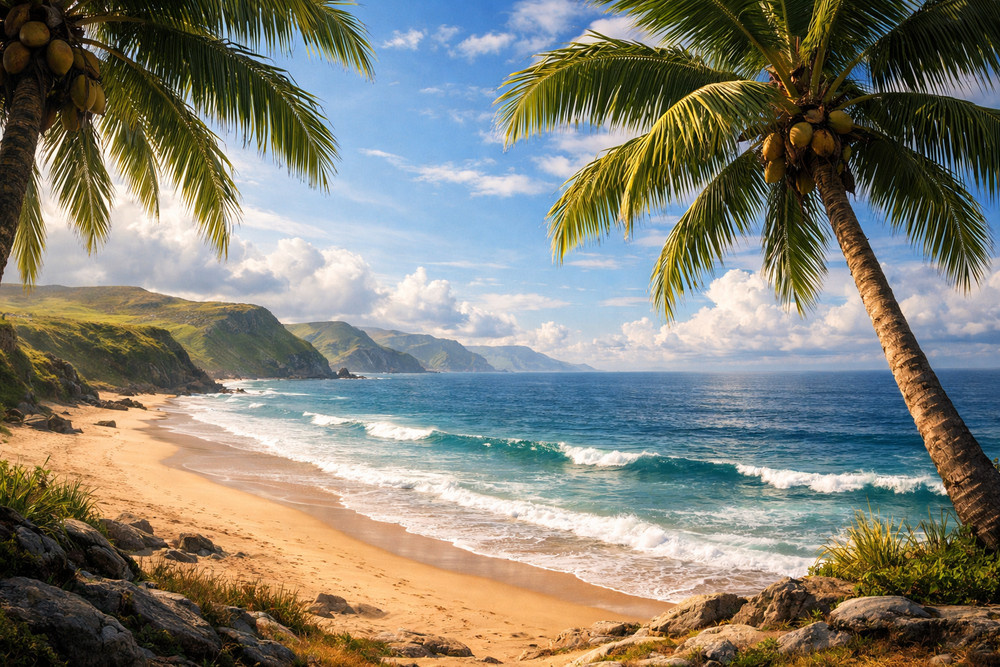 AI Generated Tropical Beach Digital Wallpaper background Desktop Image 53