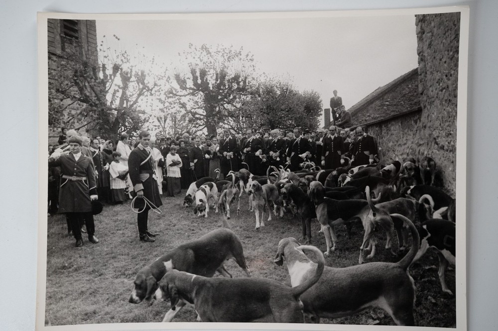 Vintage Hunting Photography 18X24 CM Dog Horse