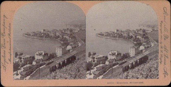 Stereo Photo Montreux Canton of Vaud Switzerland, Panorama, Keystone View… – 11481809