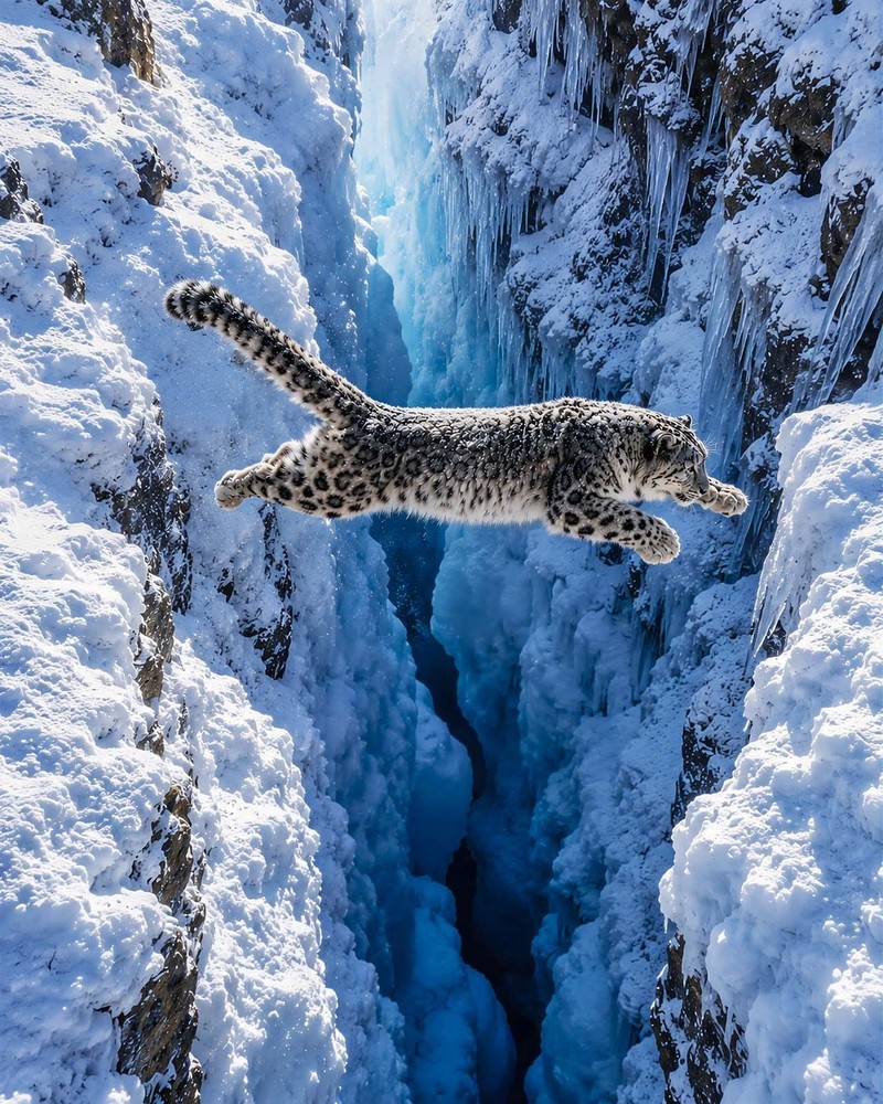 8×10 Fine Art Photography Print Snow Leopard Mountain Wildlife Nature Wall Art