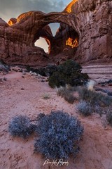 Double Arch Sunset-Arches National Park Utah Framed Canvas Landscape Photograph