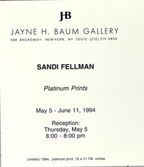 Sandi Fellman (b. 1952) Art Announcement Card 1994 – Platinum Prints
