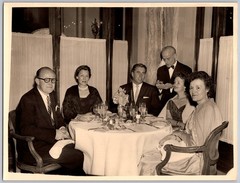 Vintage 1950s Black & White Photo Formal Dining Party Social Event Restaurant
